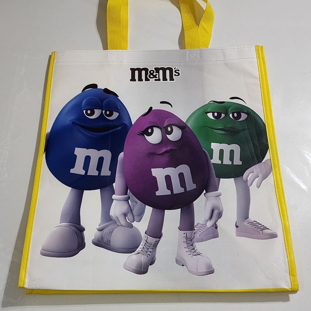 M&M's World 2024 Recyclable Thick Colorful Character Yellow Tote Bag